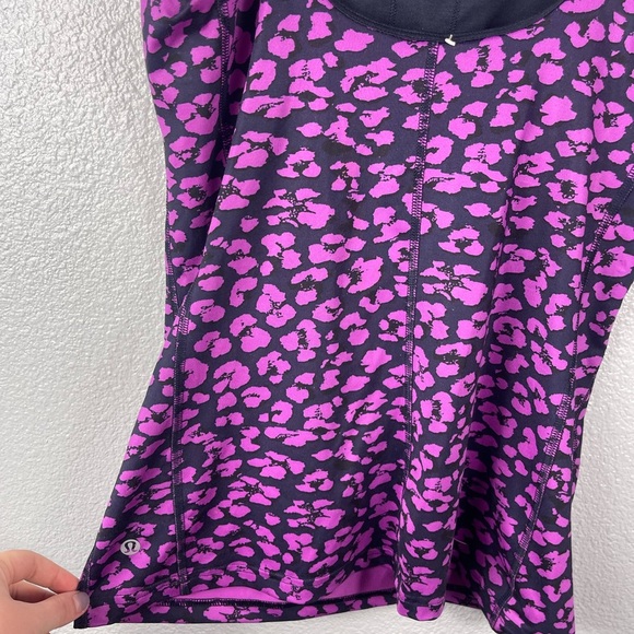 Lululemon Barre None Tank Sz 6 Mini Cherry Cheetah Ultra Violet Navy Blue Preppy - Picture 5 of 9